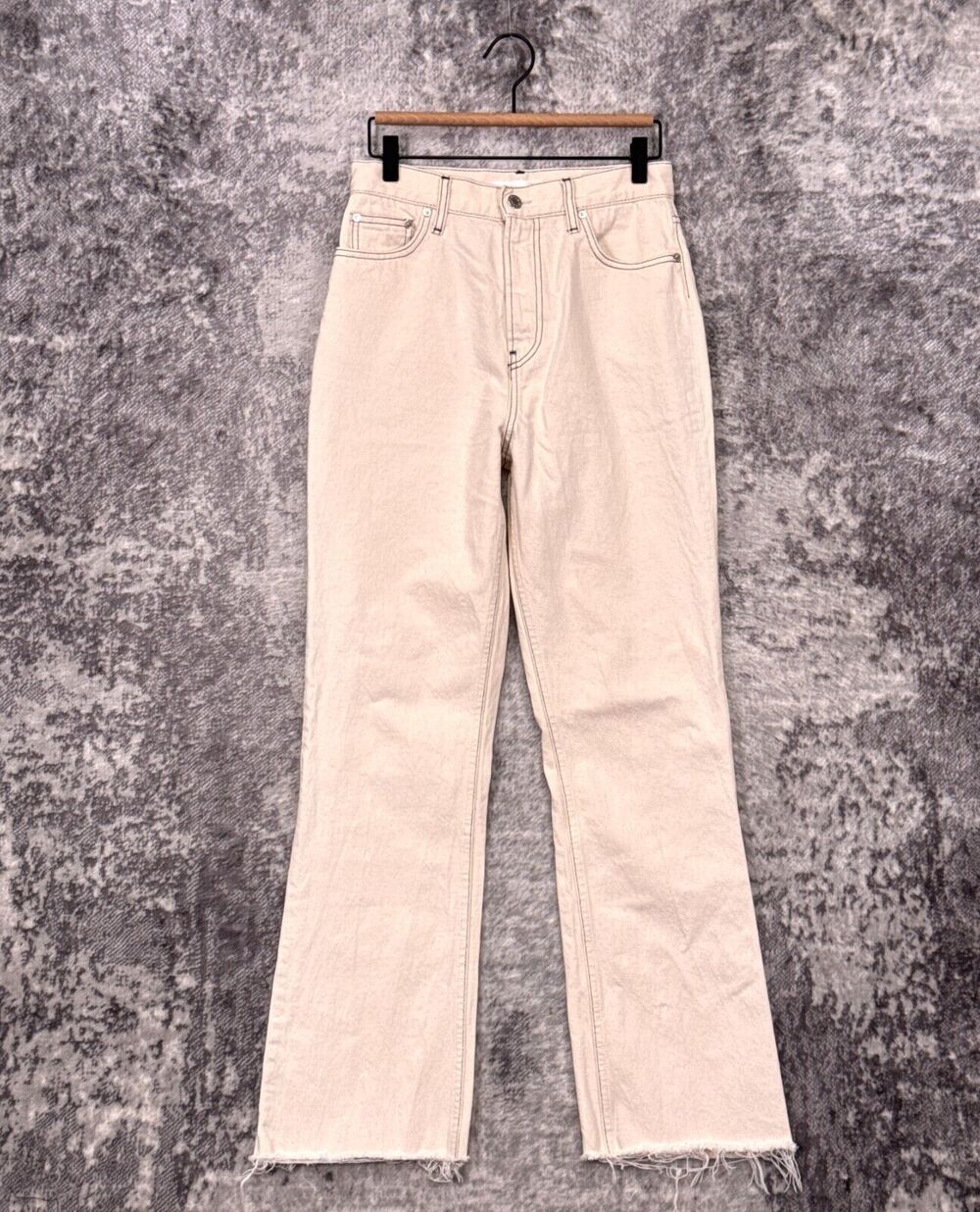 Helmut Lang Jeans 29 Womens High Rise Relax Straight Ivory Cream Denim